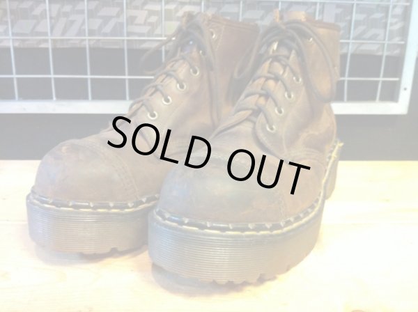 画像1: 【26436-661】Dr.Martens　プラットフォームスチールトゥ6ホール　（ブラウン）　USED (1)