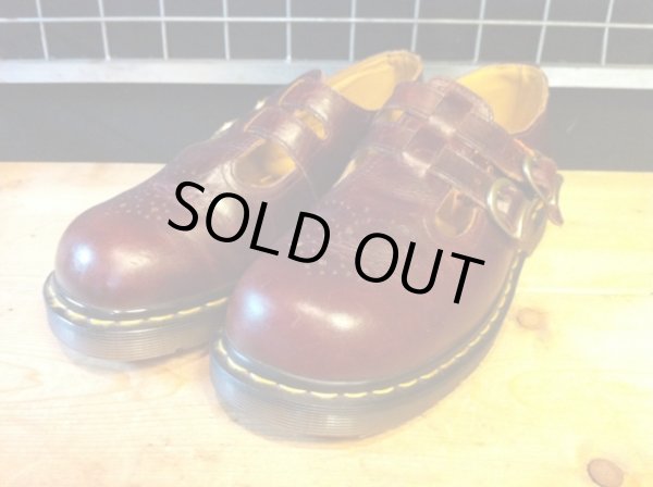 画像1: 【28822-1078】Dr.Martens　ストラップ付ローカット　（ボルドー）　USED (1)