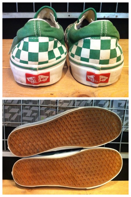 画像: 【24958-345】VANS　SLIP-ON　（ホワイト/グリーン）　USED