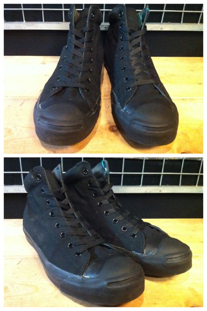 画像: 【25321-432】converse JACK PURCELL MID （ブラックモノクローム）　USED