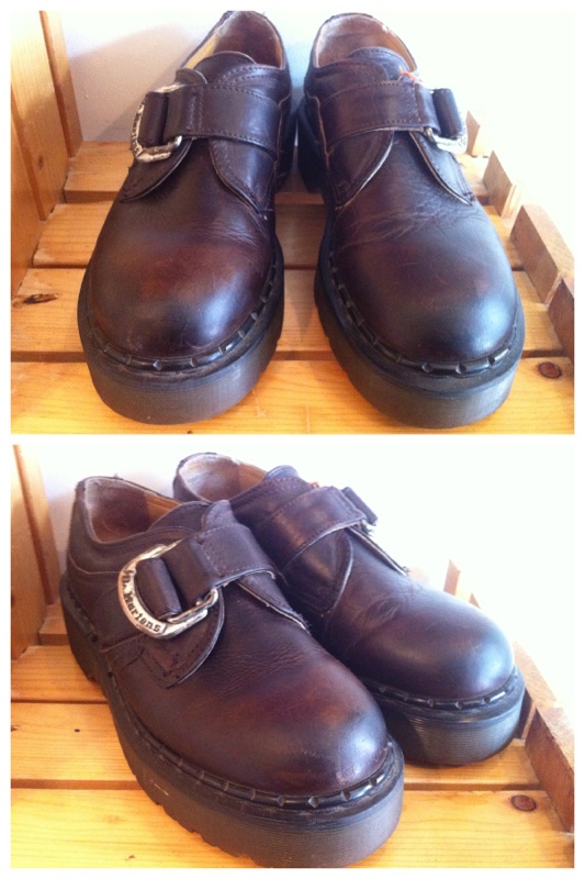 画像: 【26055-572】Dr.Martens　プラットフォームストラップ付きローカット　（ブラウン）　USED