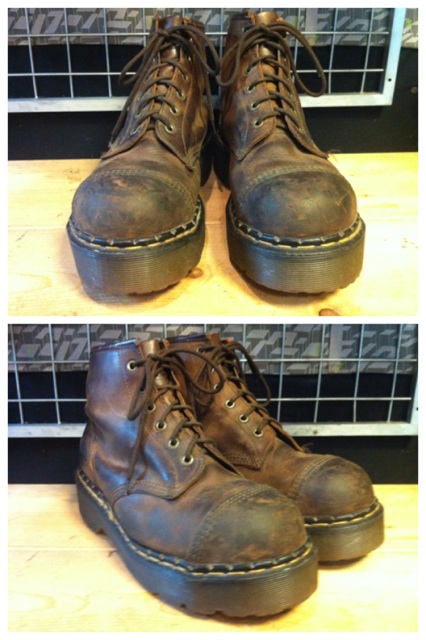 画像: 【26436-661】Dr.Martens　プラットフォームスチールトゥ6ホール　（ブラウン）　USED