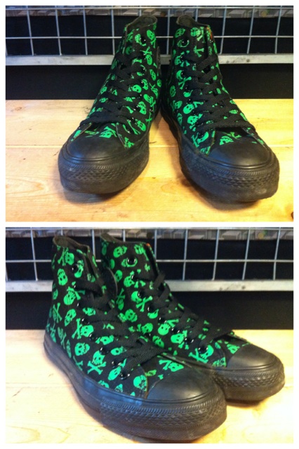 画像: 【26974-717】converse ALL STAR SKULL HI （ブラック/グリーン）　USED