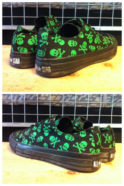 画像: 【26883-770】converse　ALL STAR SKULL OX　（ブラック/グリーン）　USED