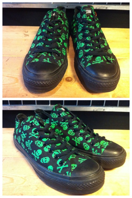 画像: 【26883-770】converse　ALL STAR SKULL OX　（ブラック/グリーン）　USED