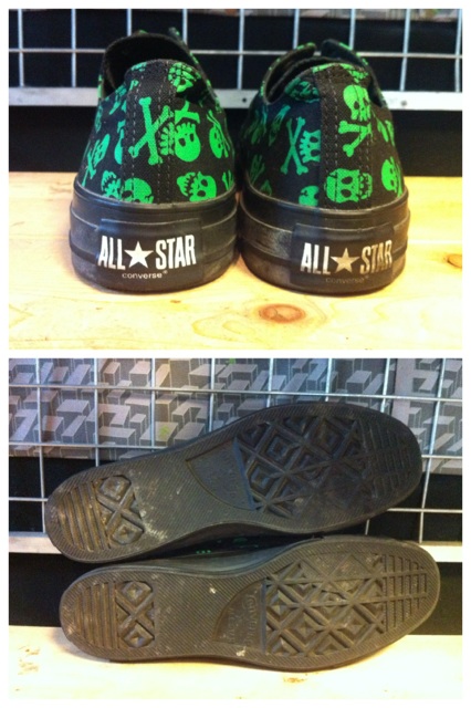 画像: 【26883-770】converse　ALL STAR SKULL OX　（ブラック/グリーン）　USED