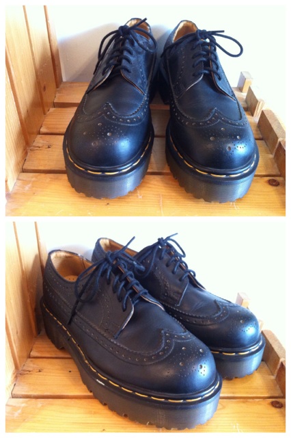 画像: 【27636-799】Dr.Martens　プラットフォームウィングチップローカット　（ブラック）　USED